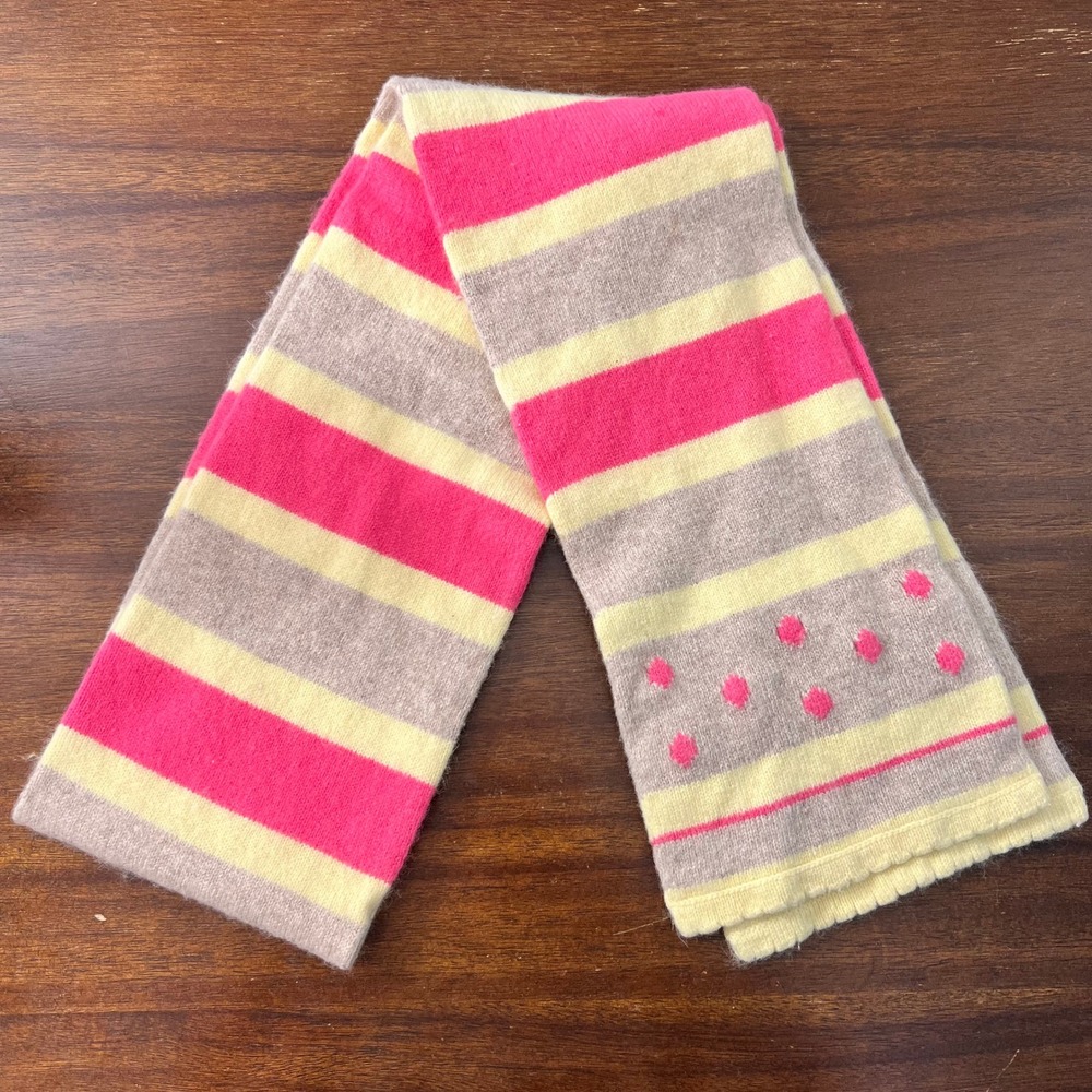 American Eagle Scarf Cashmere Blend Striped Pink Tan Polka Dot Preppy Cute